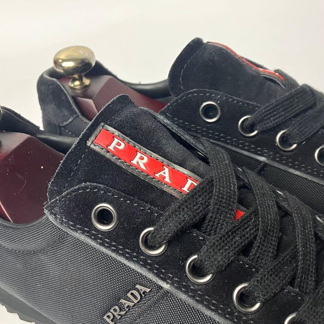 【極美品】プラダスポーツ　スエード×ナイロン　ロートップスニーカー　黒　25.5