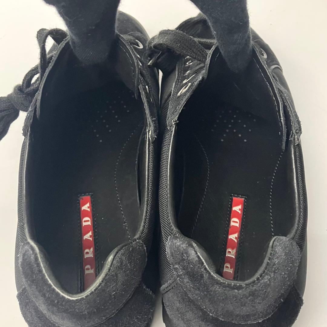 【極美品】プラダスポーツ　スエード×ナイロン　ロートップスニーカー　黒　25.5