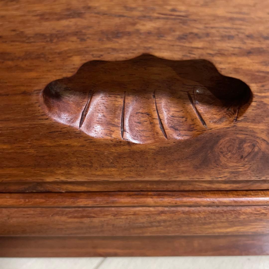 唐木 紫檀木 小物入れ 引出 唐木家具 高級銘木 透かし彫り 花梨 紫檀家具