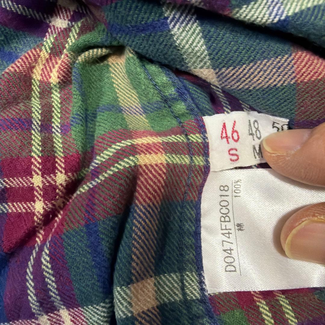 ブッチ46美品日本製Papasリバースタータンチェック長袖フランネルシャツ