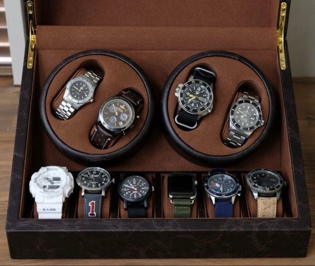 時計収納ワインディングマシン 4本巻 OY-04 ブラウン