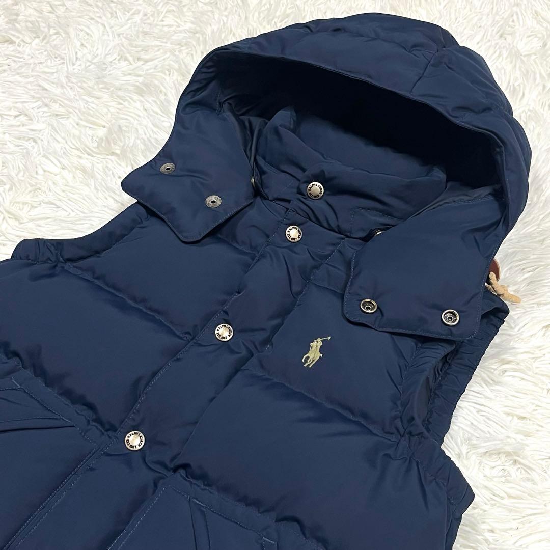 美品✨ラルフローレン フード付きダウンベスト ネイビー レディースXSポニー刺繍