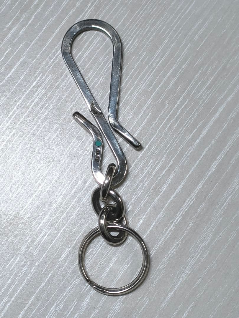 夜*性様 シルバー 925製&ターコイズキーホルダーチェーン 全長10cm27.