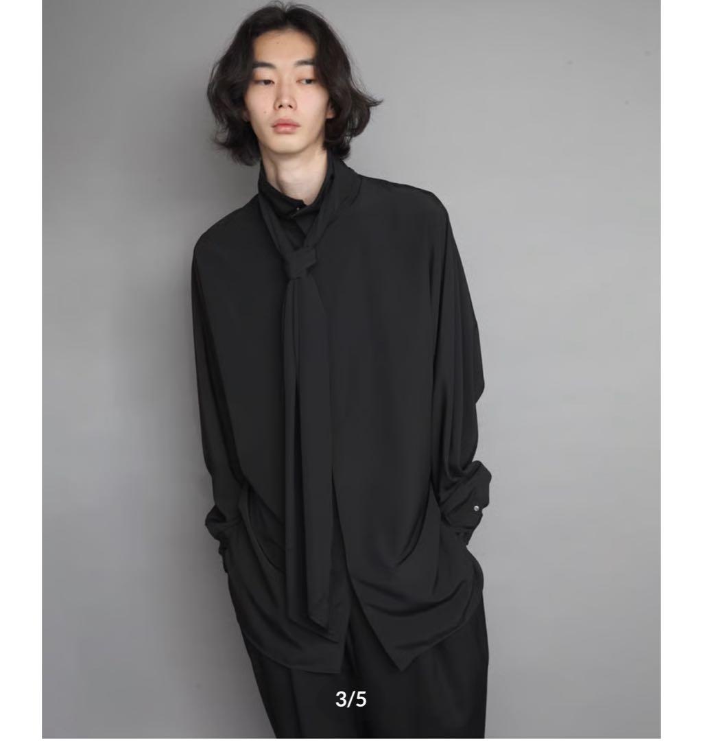 トップス ato Crepe de Chine SCARF SHIRTS/WHITE