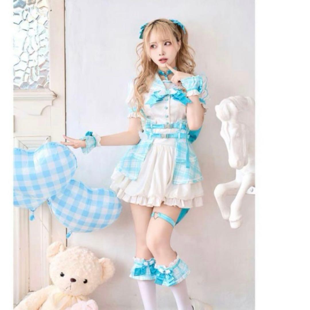 マリームーン　魔法少女　コスプレ　ファンシーチェックセーラー　ブルー　水色