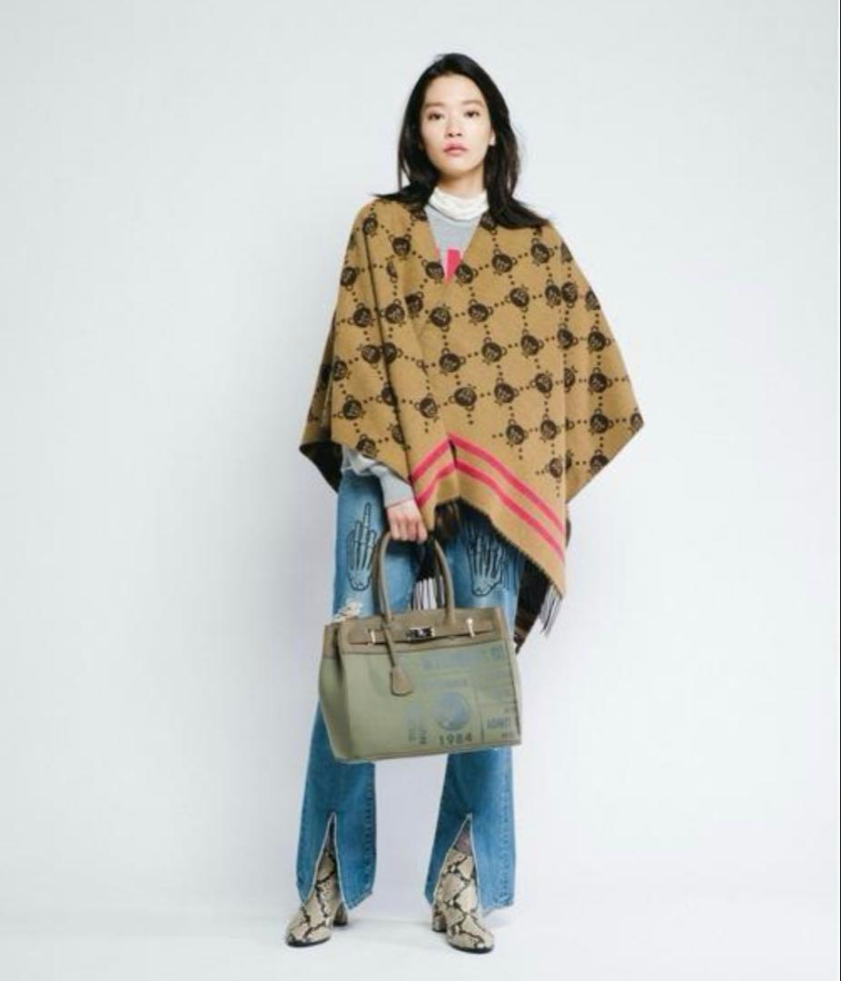 美品 HYSTERIC GLAMOUR BEARモノグラム ポンチョストール