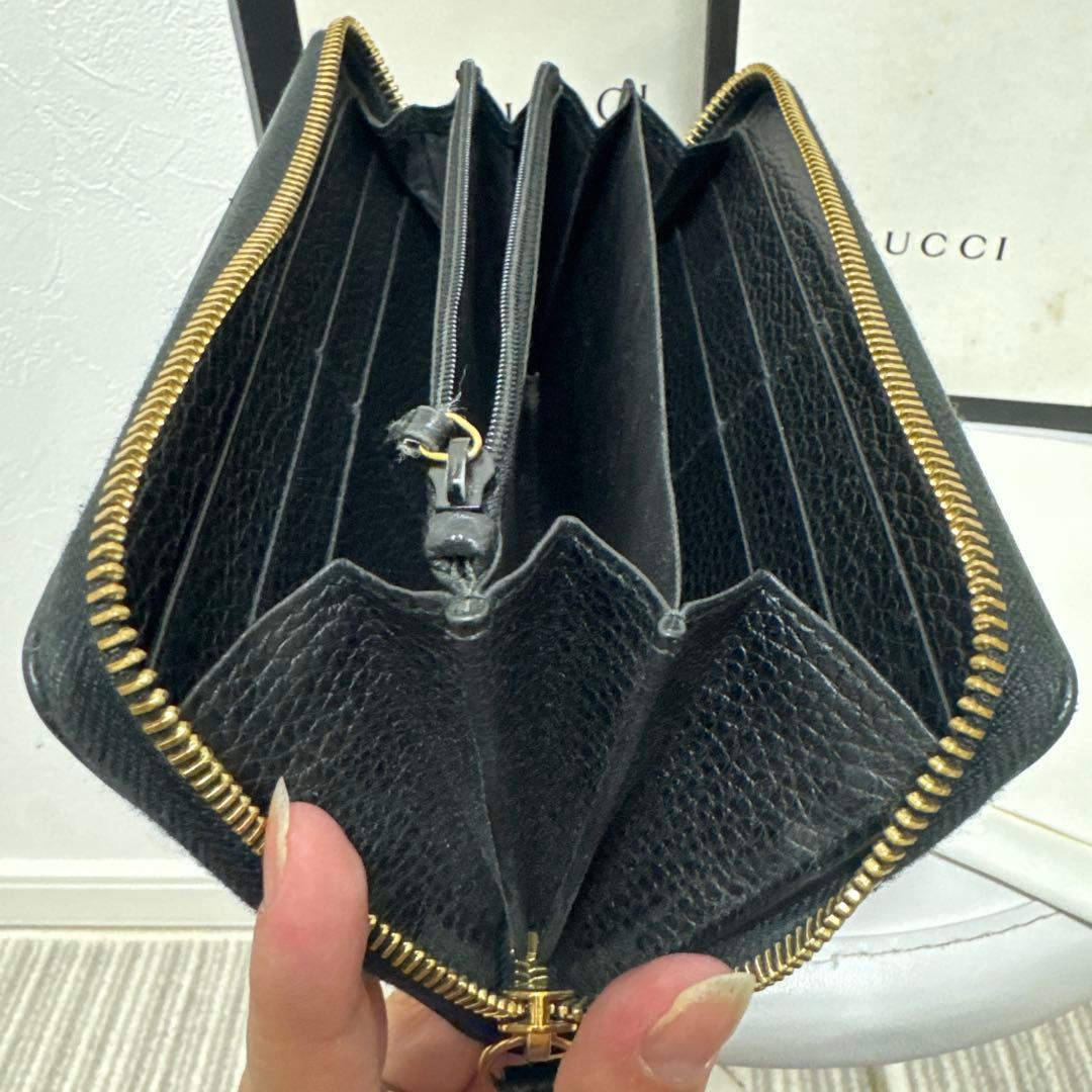 グッチ　長財布　ラウンドファスナー　マーモント　ブラック