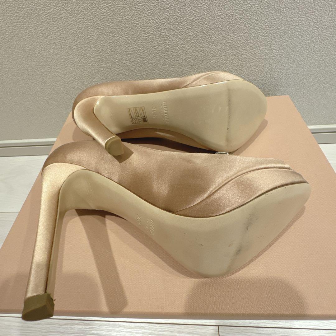 miu miu 36.5 ハートビジュー ハイヒール オープントゥ