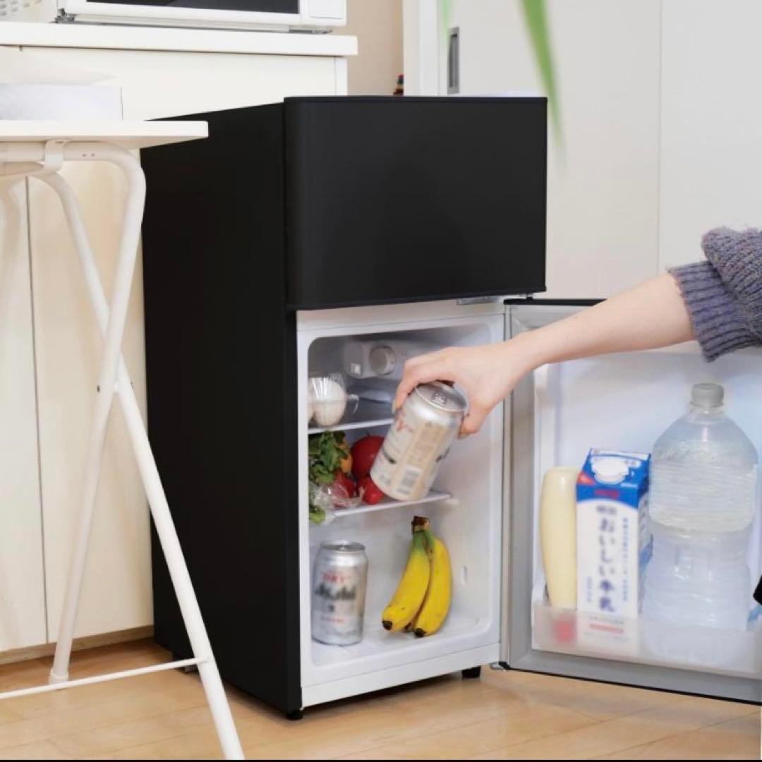 小型冷蔵庫 60L 2ドア 黒 ブラック コンパクト 省エネ／◯