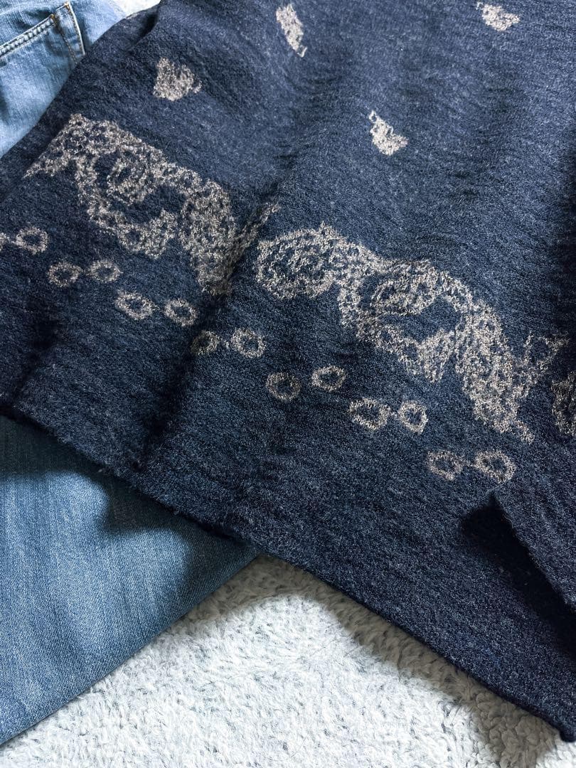 【45R】45rpm ウール100% インディゴ フロート縮絨ニットブラウス 2