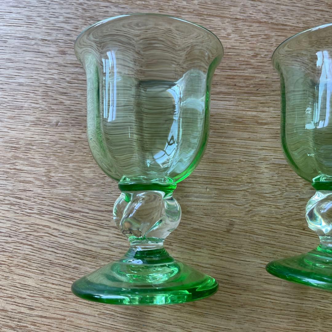 舩木倭帆　ワイングラス　サインなし　吹きガラス　民芸品　2つ