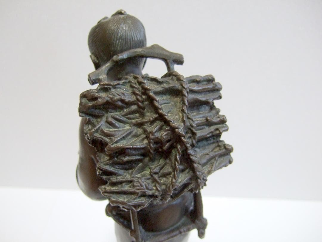 m*す様 二宮金次郎像 銅像 ブロンズ彫刻 置物 銅製 二宮尊徳 / オブジェ