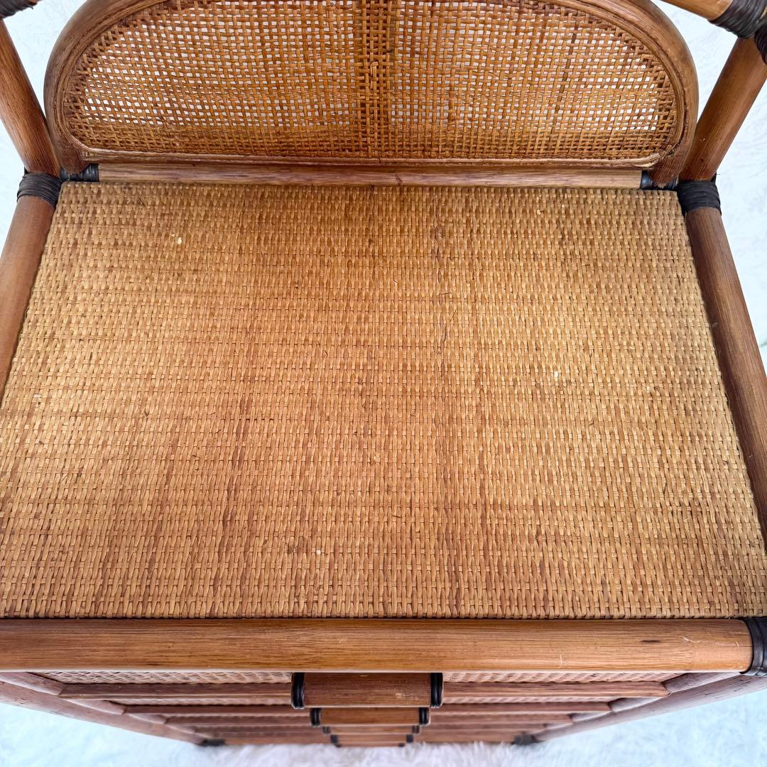 【美品】ラタン 5段チェスト 籐製 引き出し収納 アンティーク