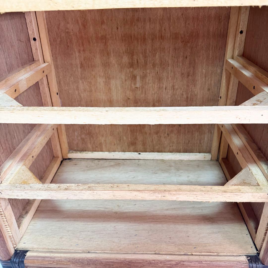 【美品】ラタン 5段チェスト 籐製 引き出し収納 アンティーク