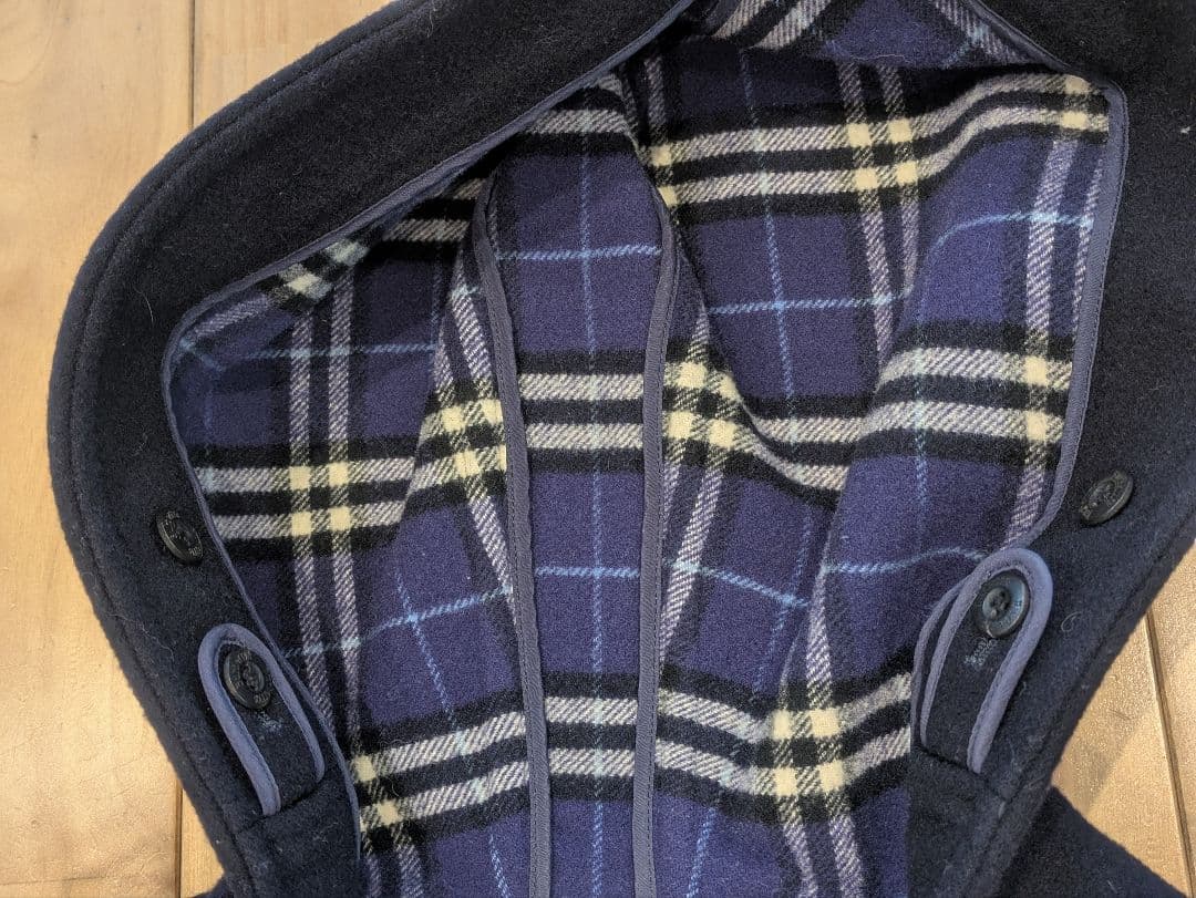 Burberry バーバリーズ　ダッフルコート　フード　ノバチェック　紺