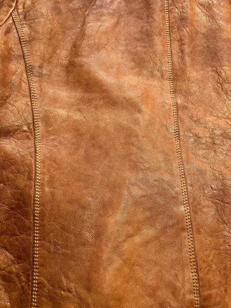 美品ブラウンレザー シングルライダースジャケット#本革#羊革