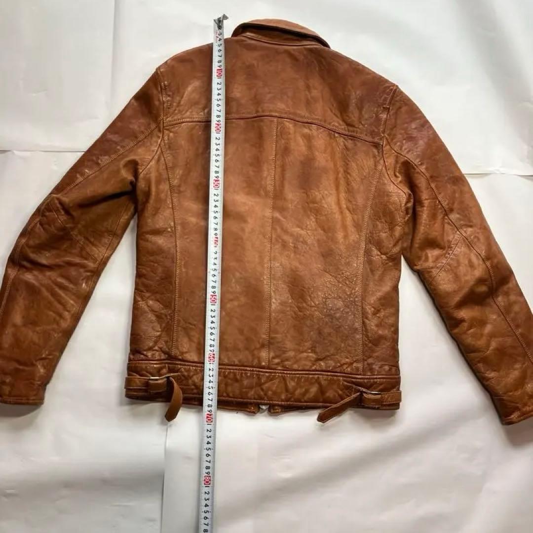 美品ブラウンレザー シングルライダースジャケット#本革#羊革