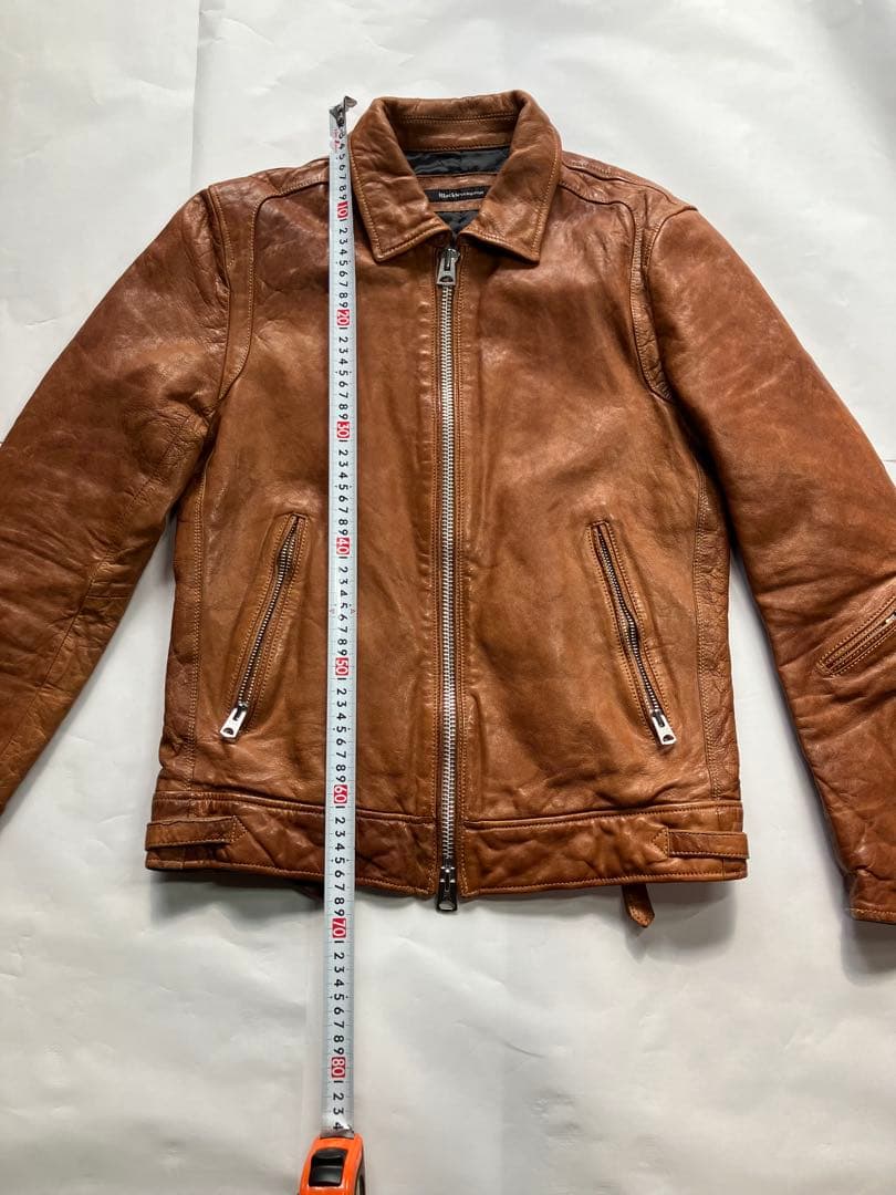 美品ブラウンレザー シングルライダースジャケット#本革#羊革