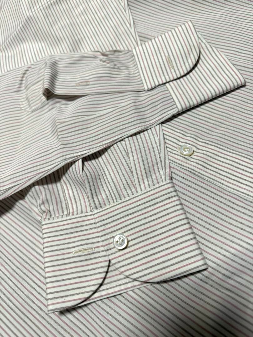 【新品】Cesare Attolini／B.Dストライプ／ブラウン／ピンク