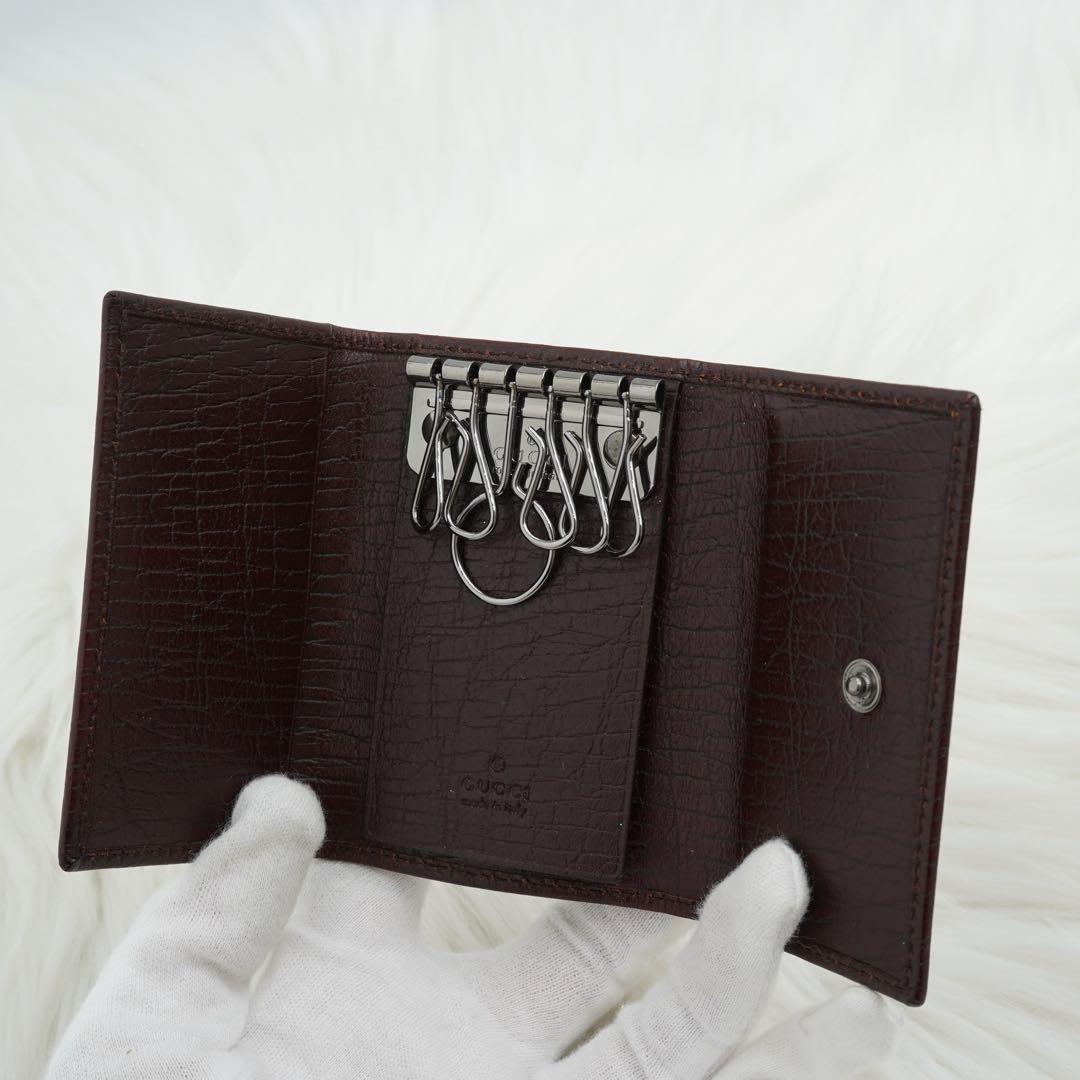 未使用品　GUCCI グッチ　キーケース　レザー　GG柄　マーモント　ブラウン