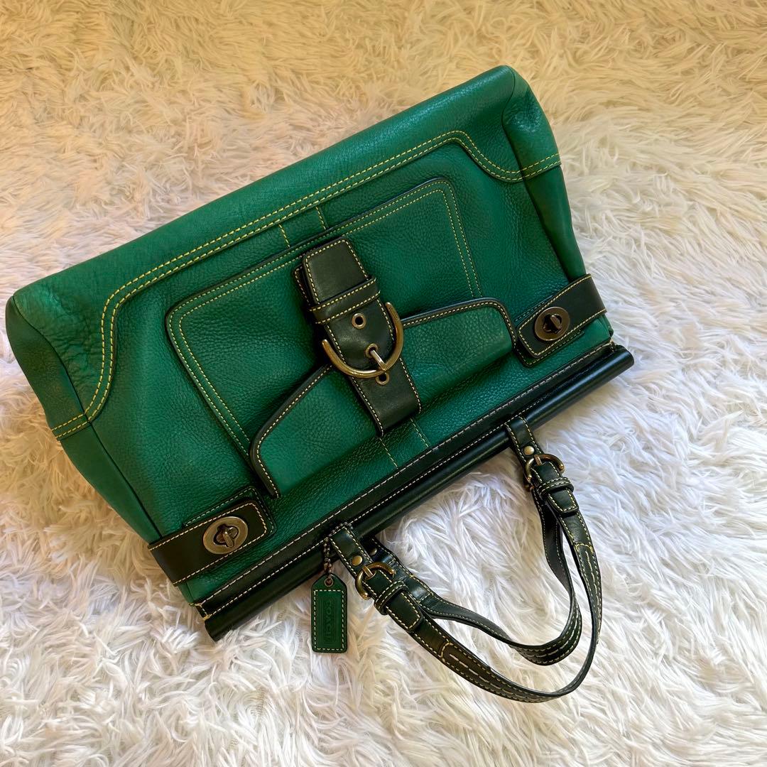 バッグ COACH soho Leather Turn Lock Boston Bag