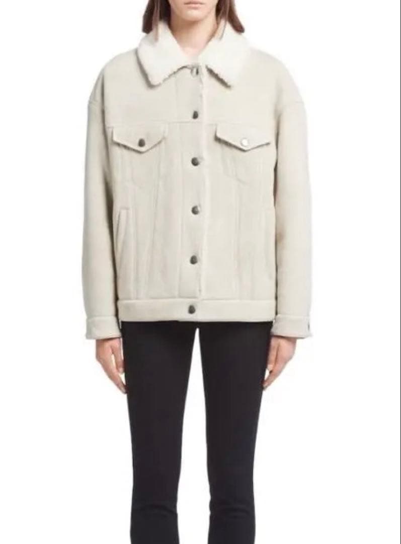 定価約90万 プラダ ムートン レザー シアリング ジャケット ブルゾン