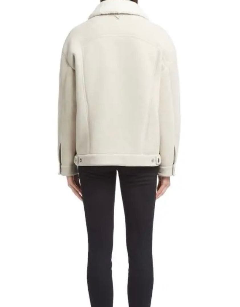 定価約90万 プラダ ムートン レザー シアリング ジャケット ブルゾン