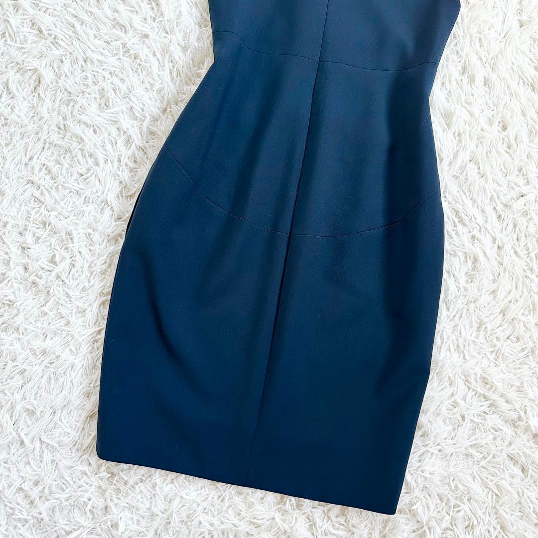 【未使用級♡着用1回】ヨーコチャン　スリットラインパールワンピース　ネイビー36