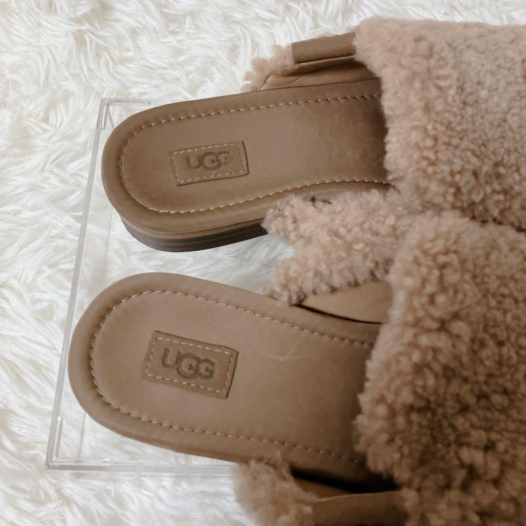 美品 UGG ジャナヤ コージー ミュール キャメル ボア ファー 22cm