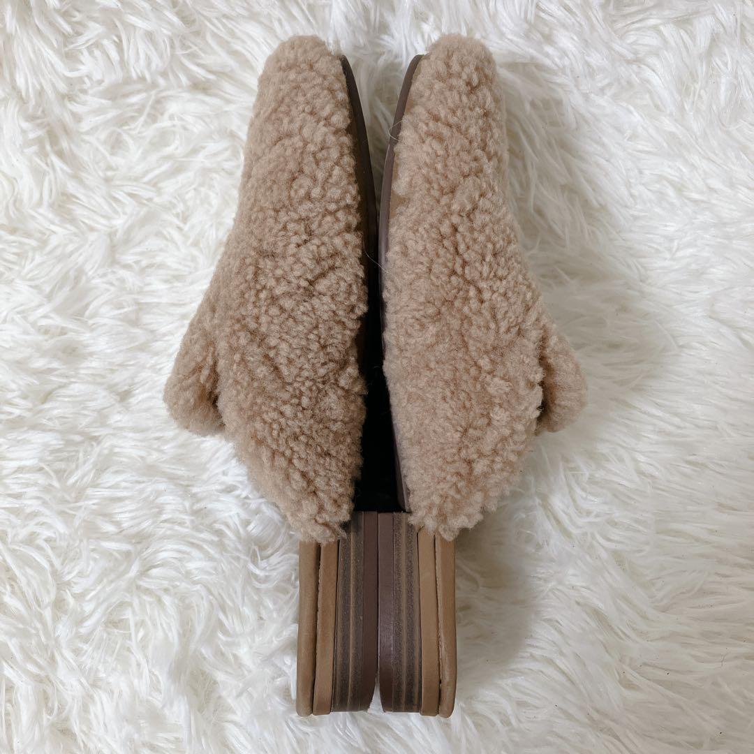 美品 UGG ジャナヤ コージー ミュール キャメル ボア ファー 22cm