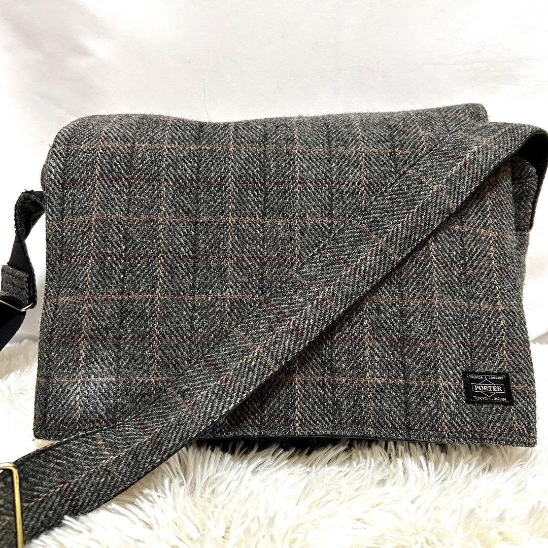 Porter ハリスツイード　ショルダーバッグ　メッセンジャーバッグ　ウール