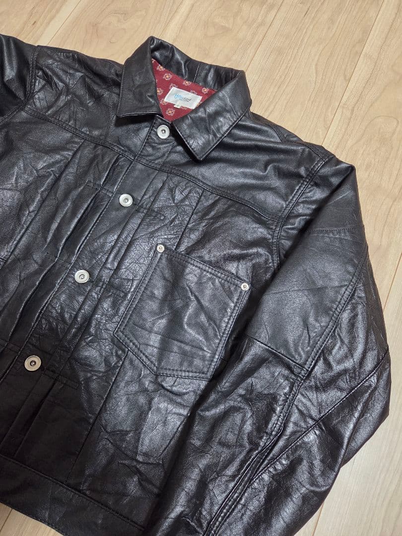 yoused　レザージャケット　リメイク　大戦モデル　本革　ブラック　サイズ1