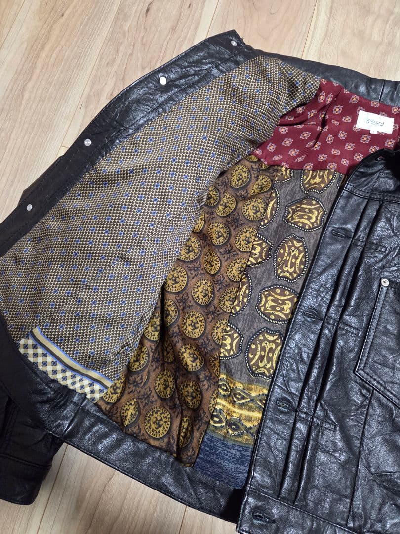 yoused　レザージャケット　リメイク　大戦モデル　本革　ブラック　サイズ1