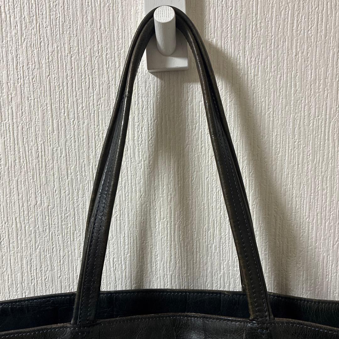 Aniary クロコ押し　アイディアルーレザー　トートバッグ　ブラック