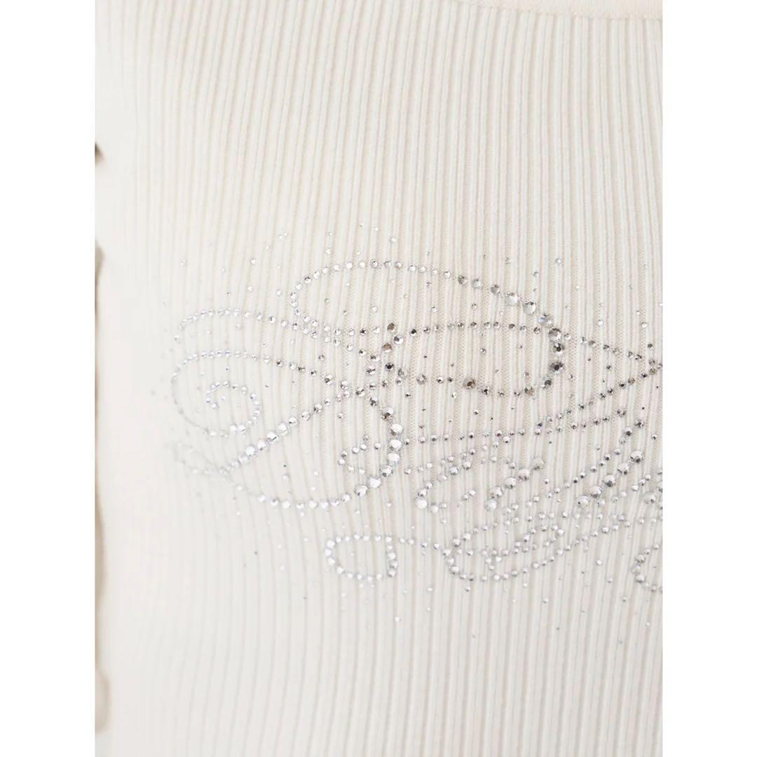 新品タグ付き ダーリッチ ビジューロゴボートネックニットトップス ブラック