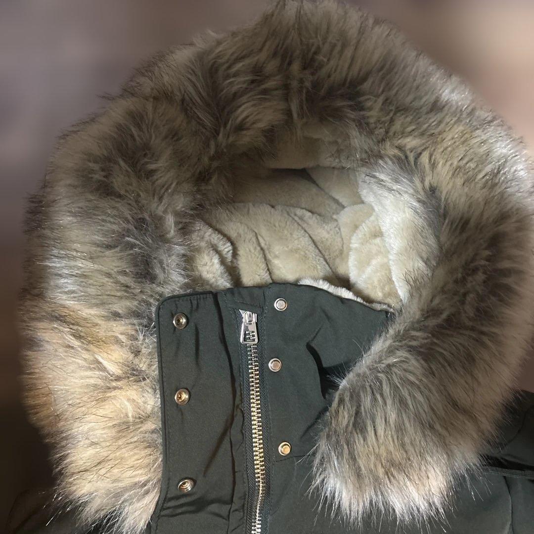 オリーブ色 フード付きモッズコート