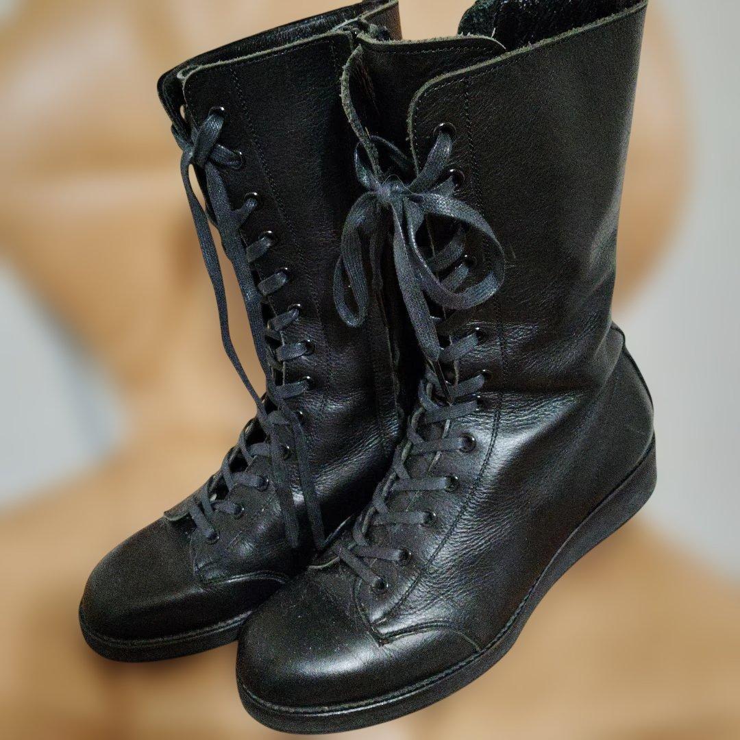 ヨウジヤマモトレザーブーツ　レースアップ24 黒