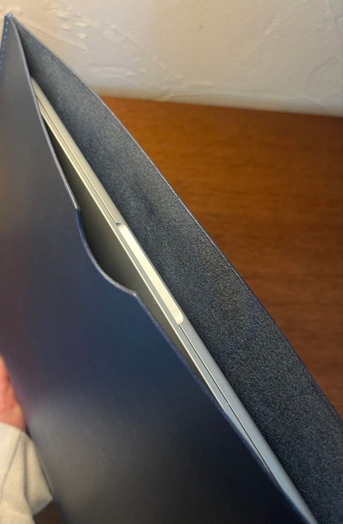 【レザーPCケース】イタリアンレザー ネイビー パソコン 13.14.15インチ