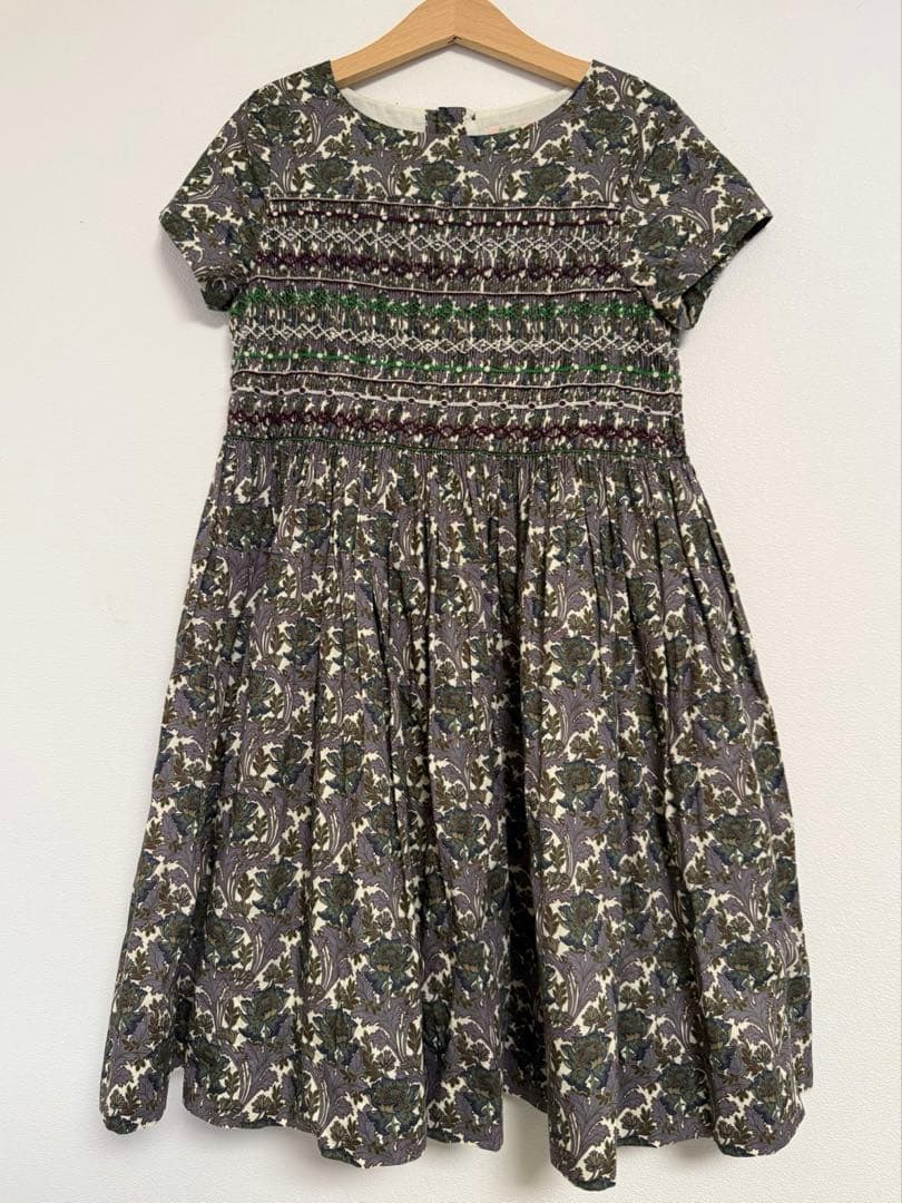 ボンポワンBonpoint12a スモッキング ワンピース デュセス リバティ