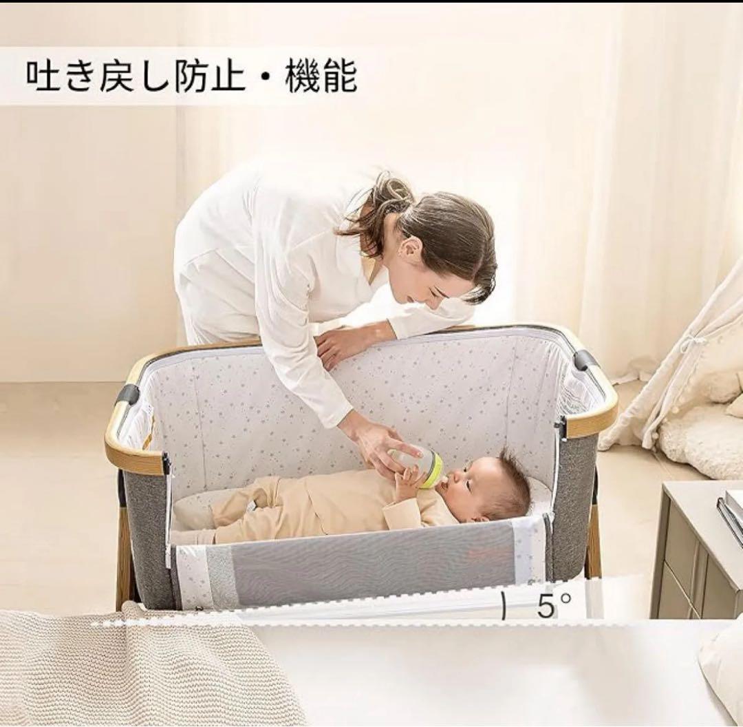 新品正規品HZDMJベビーベッド添い寝折りたたみハイローベッドグレー03C-G