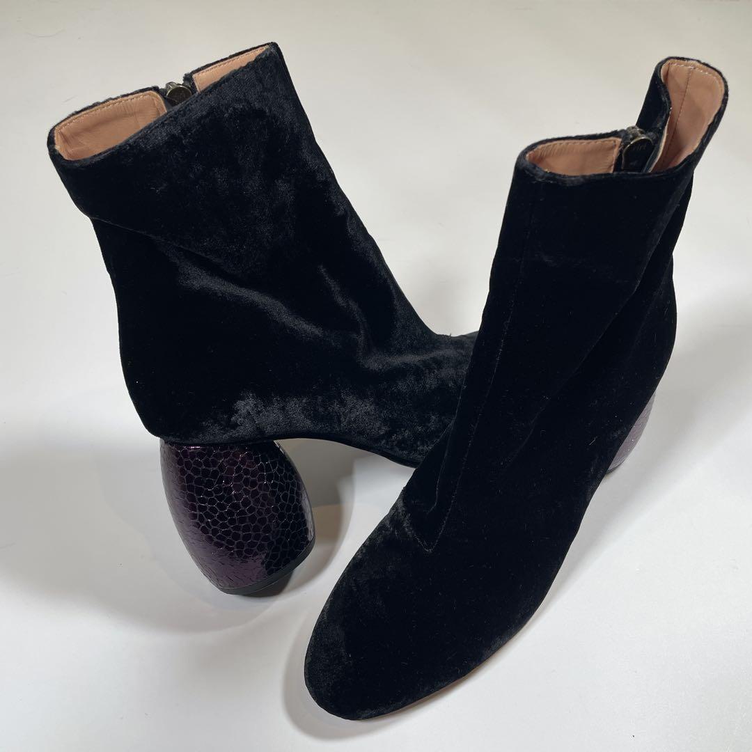 ドリスヴァンノッテン ブーツ ベロア　サークルヒール　パイソン柄　25cm 黒