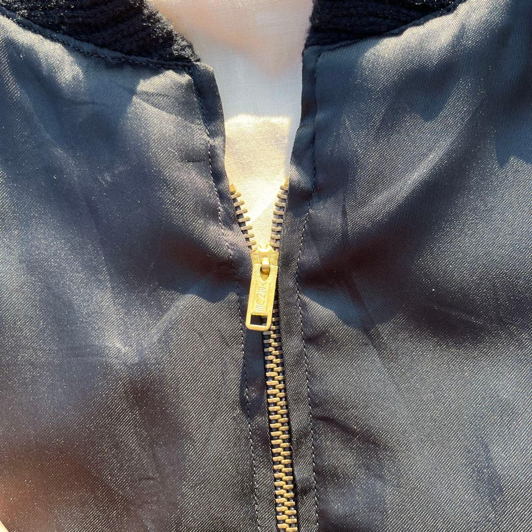 80s スーベニアジャケット タイ スカジャン ベトジャン アメカジ 黒 リブ青