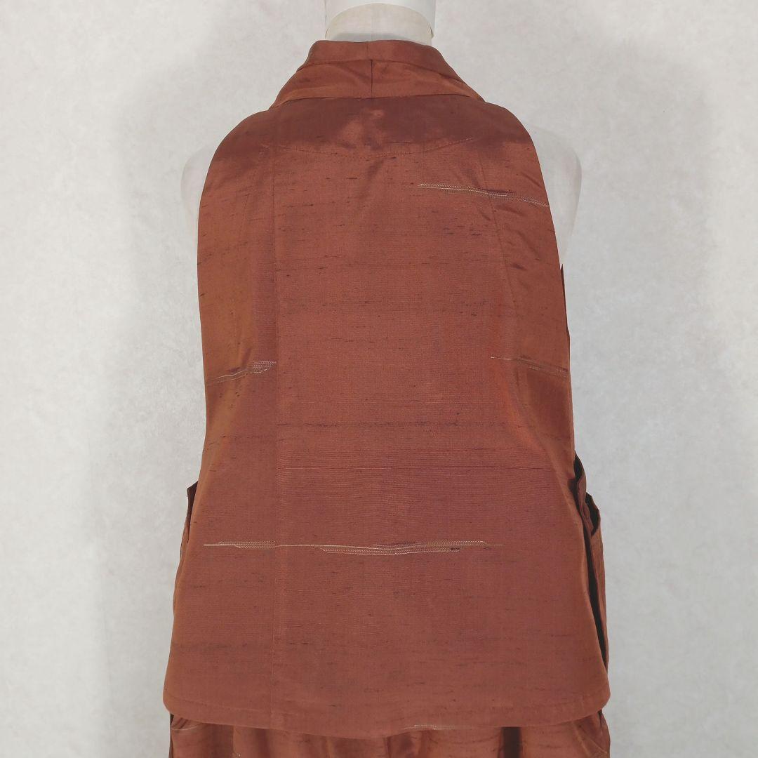 82　手染め大輔　着物リメイク　紬　ベストとパンツ　L〜フリーサイズ