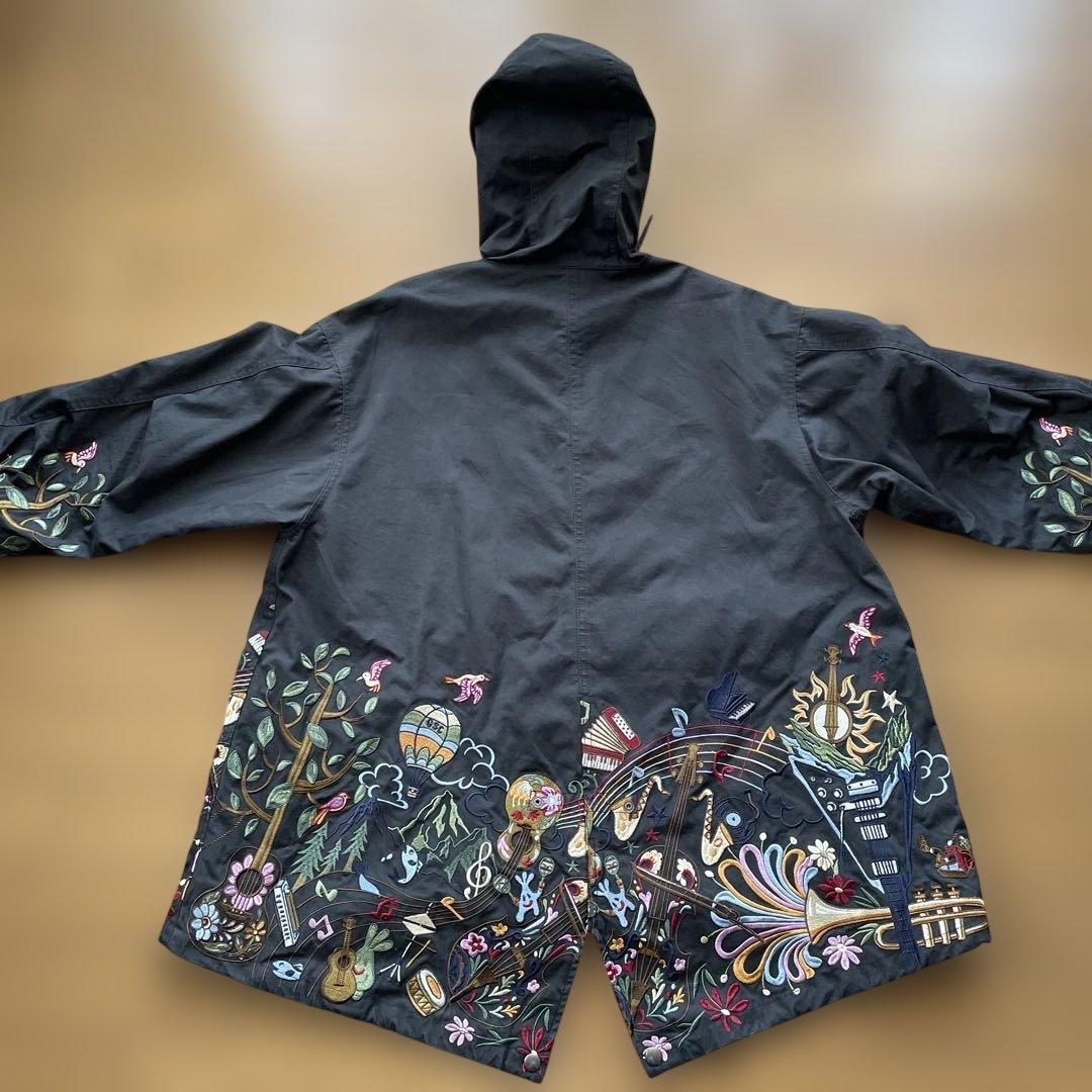 go slow caravan 刺繍入りフード付きモッズコート