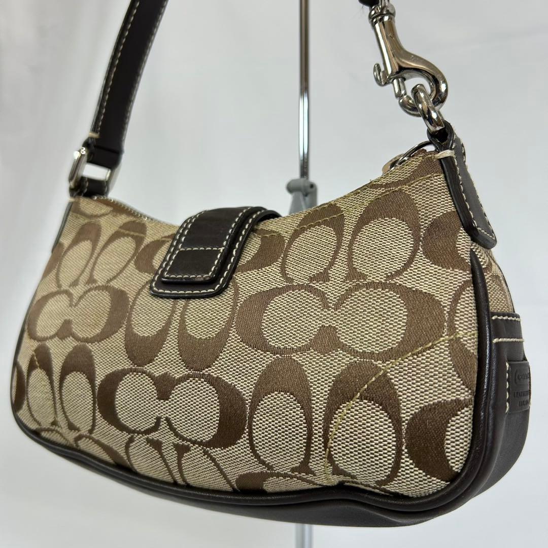 【極美品】コーチ 6362 ソーホー シグネチャー ワンハンドバッグ 肩掛け 茶