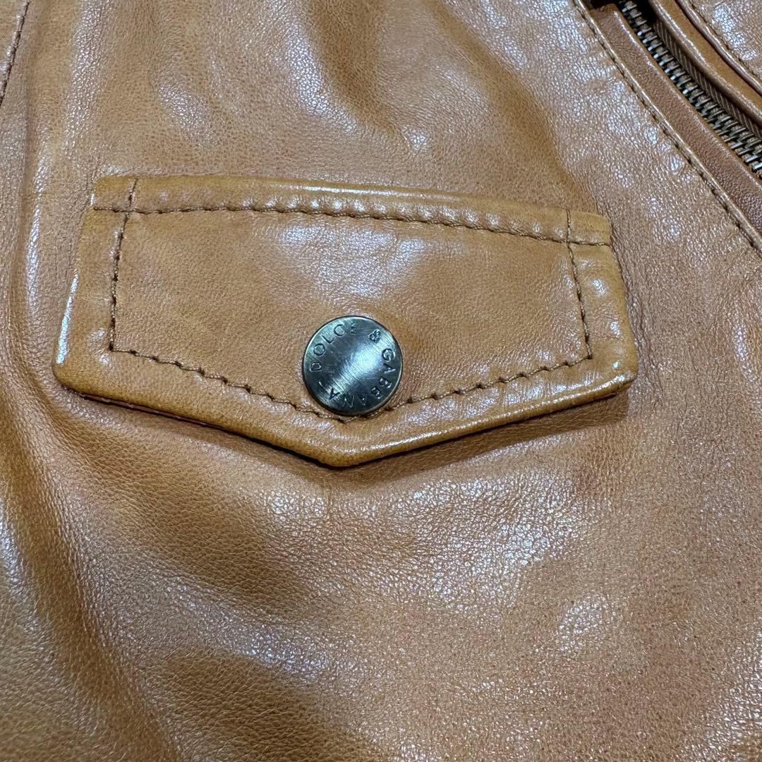 【至高の逸品】DOLCE&GABBANA ラムレザージャケット 46 キャメル