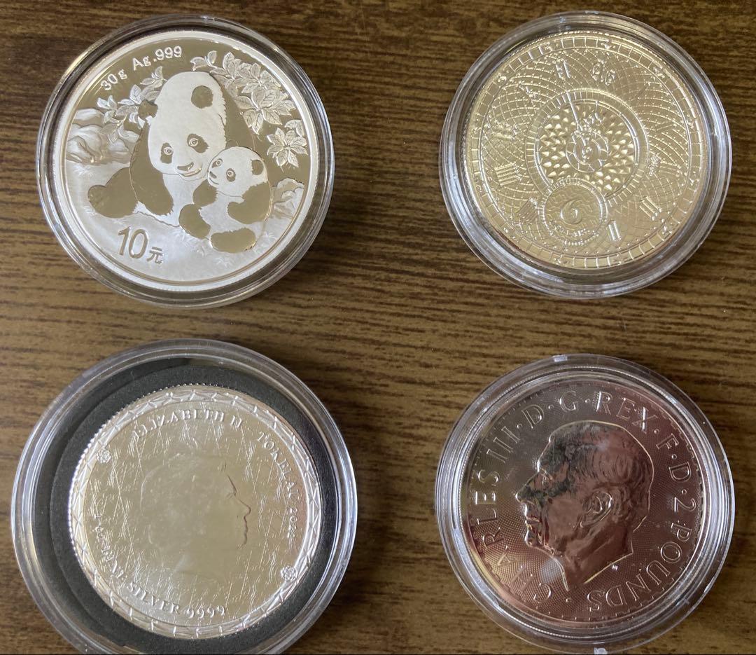 【値段交渉可能】1オンス銀貨3枚　パンダ銀貨1枚　合計4枚