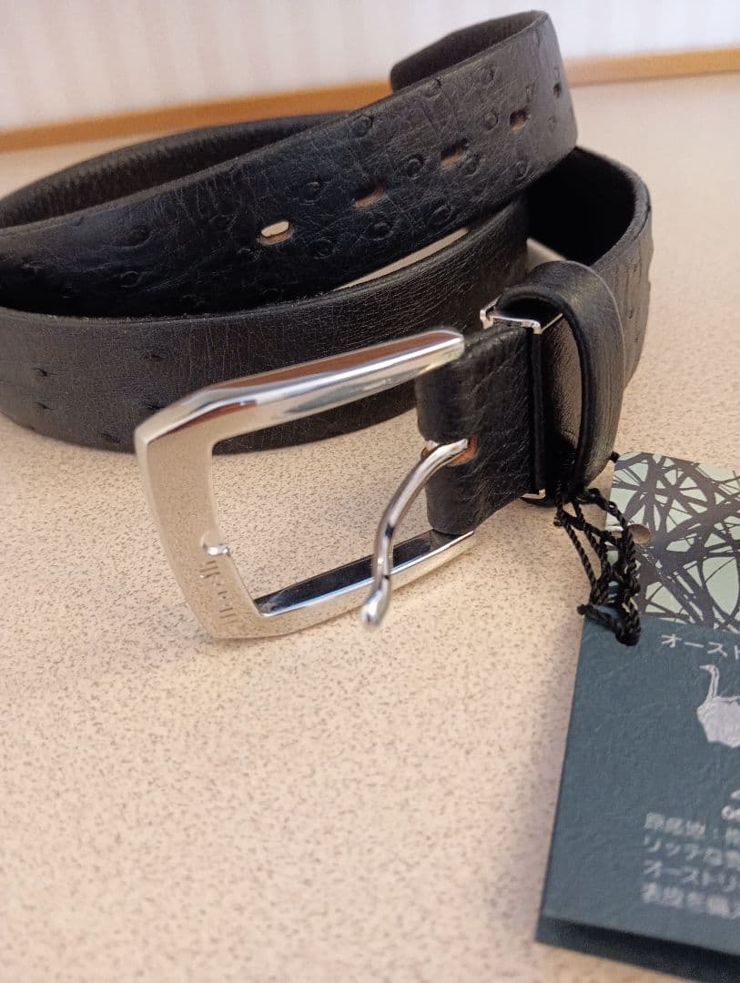 新品Marelliマレリー オーストリッチ革ベルト ブラック 国産サイズ調整可能
