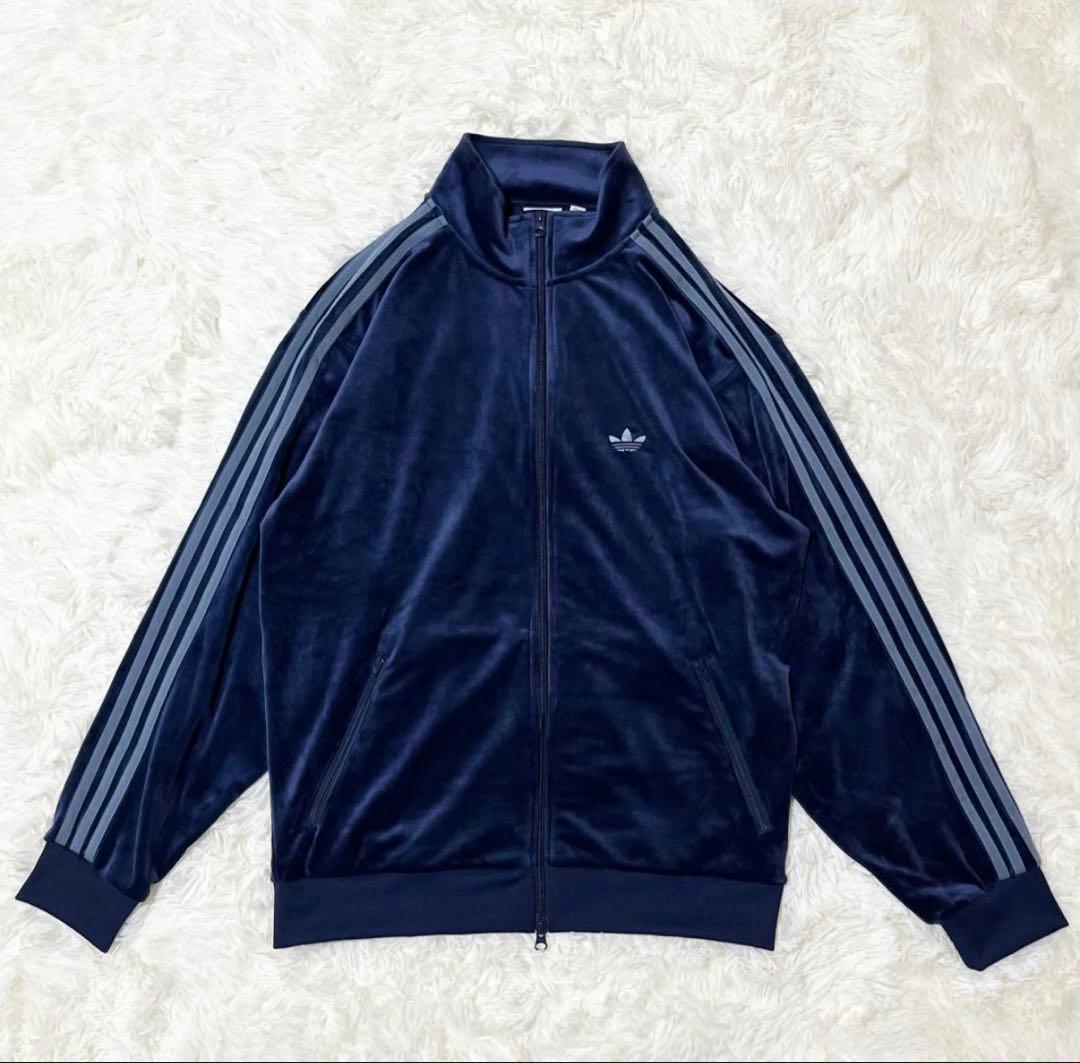 極美品 アディダス ベッケンバウアー ベロア トラックトップ M ネイビー
