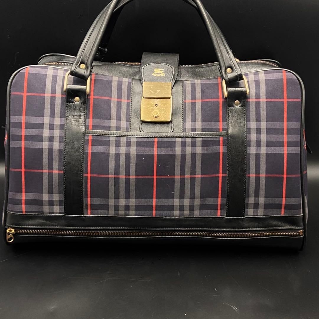 バーバリー ノバチェック ボストンバッグ ネイビー ブラック